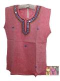 Teen Size Cotton Sleeveless Mirror Work Kurti - Small