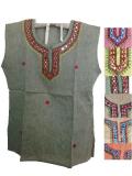 Mirror Work Sleeveless Cotton Kurti - Medium (KRAH1006B)