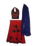 Cotton backless orange & blue kids garba outfit (GL0676)