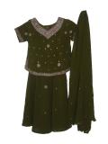 Tell me more about Kids Ghagra, Zari Work Green Ghagra Choli For Children (LC2107)