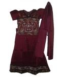 Maroon ghagra choli with pearl, stone & sequin work  (LC2206)