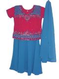Kids Lehenga Choli, Girls Red & Blue Crepe Lehenga Choli(LC2502) Kids Lehenga Choli, Girls Red & Blue Crepe Lehenga Choli(LC2502)