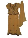 Tell me more about Georgette yellow kids lehenga choli with beadwork (LC2508)
