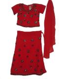 Red lehenga choli embellished with kundan & sequins (LC2510) Red lehenga choli embellished with kundan & sequins (LC2510)