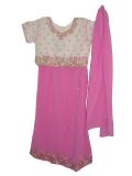 White & pink lehenga choli for girls w/ stone work (LC3101) White & pink lehenga choli for girls w/ stone work (LC3101)