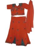 Tell me more about Exquisite Orange/Aqua 4-piece Kids Lehenga Choli Dress (LC3307)