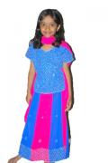 Exquisite crepe lehenga choli for girls in blue & pink (LC3403) Exquisite crepe lehenga choli for girls in blue & pink (LC3403)