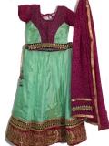Aqua & Purple Bandhani Lehenga Choli with Zari Work Aqua & Purple Bandhani Lehenga Choli with Zari Work