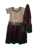 Kids Pavadai, Plum & Tan South Indian Pattu Pavadai (PV39508) Kids Pavadai, Plum & Tan South Indian Pattu Pavadai (PV39508)