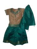 Kids Pattu Pavadai Blouse in Tan & Green (PV39509)