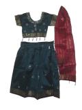 Tell me more about Pattu Pavadai Blouse, Dark blue Pattu Pavadai for Kids (PV52004)