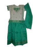 Kids Pavadai, South Indian sea green & cream pattu (PV52011) Kids Pavadai, South Indian sea green & cream pattu (PV52011)