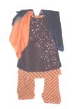 Tell me more about Blue & orange salwar suit, afghani salwar(SS2103)