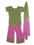 Pant style salwar suit in pink & green georgette (SS2104) Pant style salwar suit in pink & green georgette (SS2104)