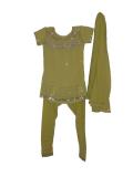 Lime-green churidar kurta for kids with zari work (SS2503)