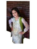 Green & cream net churidar salwar kameez for girls (SS2509)