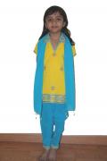 Yellow/blue churidar kameez with embroidery/stone work (SS2903)