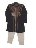 Tell me more about Hand embroidered black kurta sherwani suit for boys (KP55007)